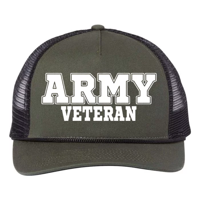 Army Veteran Retro Rope Trucker Hat Cap