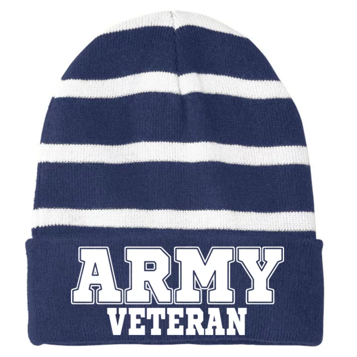 Army Veteran Striped Beanie with Solid Band