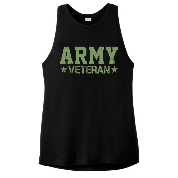 Army Veteran Distress Logo Ladies Tri-Blend Wicking Tank