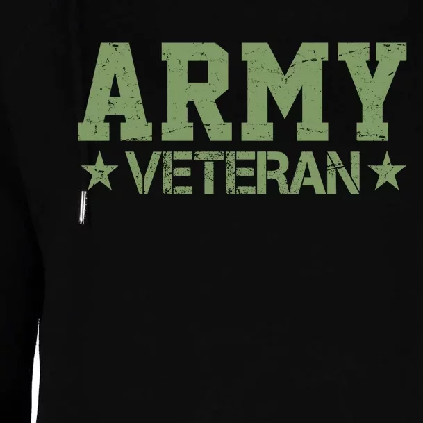 Army Veteran Distress Logo Womens Funnel Neck Pullover Hood