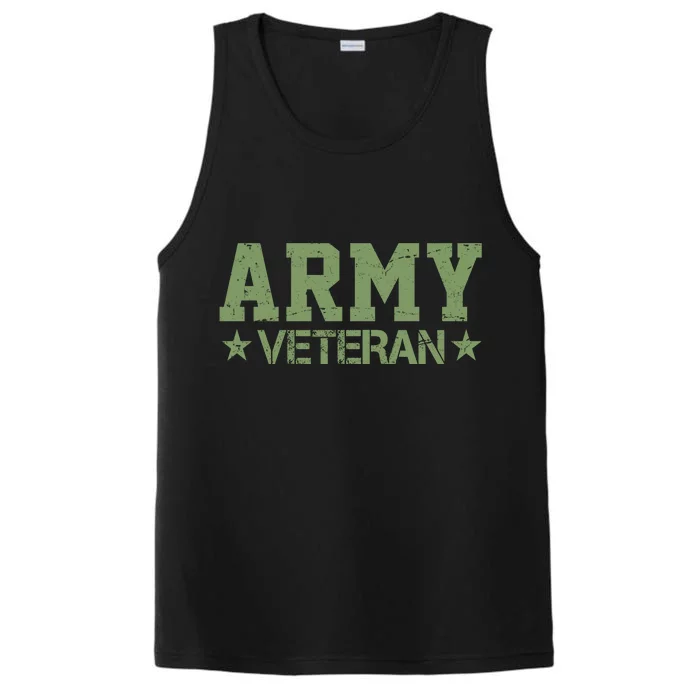 Army Veteran Distress Logo Performance Tank