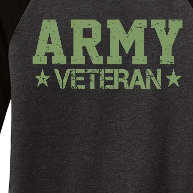 Army Veteran Distress Logo Women's Tri-Blend 3/4-Sleeve Raglan Shirt