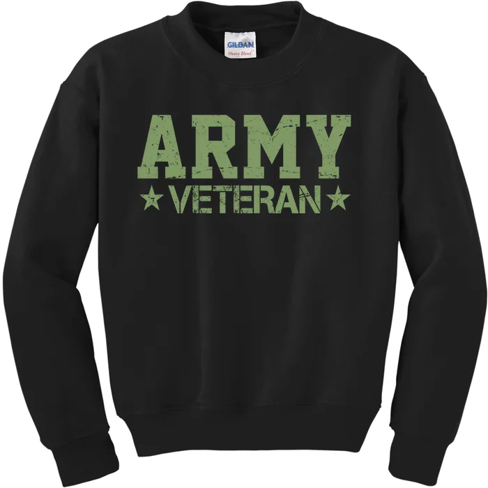 Army Veteran Distress Logo Kids Sweatshirt