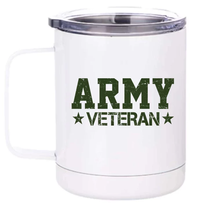 Army Veteran Distress Logo Front & Back 12oz Stainless Steel Tumbler Cup