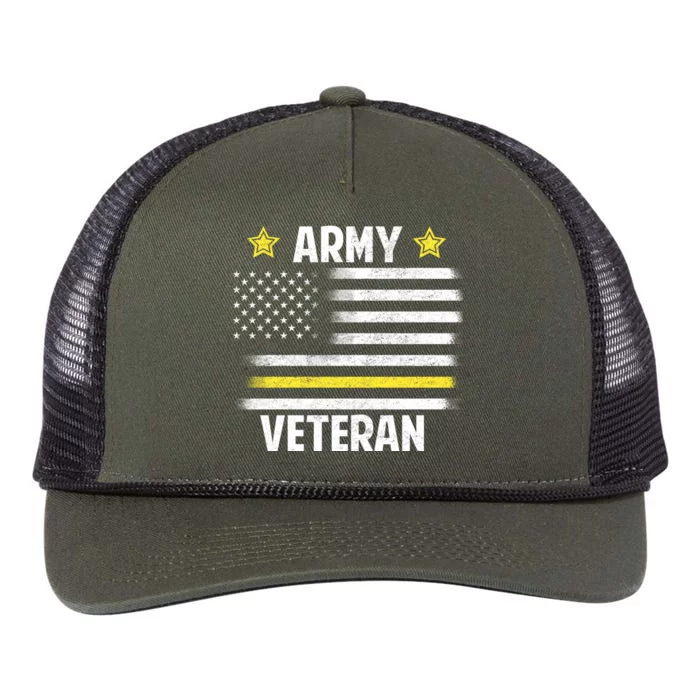 Army Veteran Flag Retro Rope Trucker Hat Cap