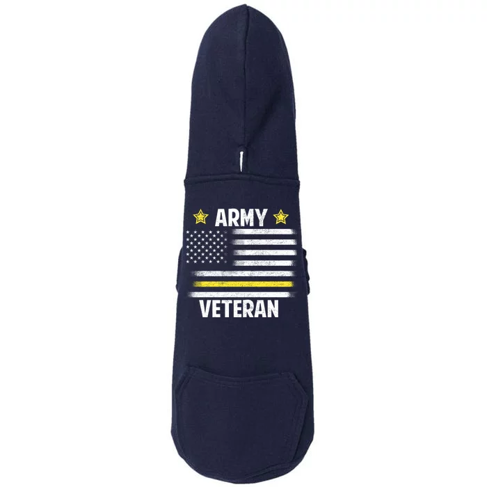 Army Veteran Flag Doggie 3-End Fleece Hoodie