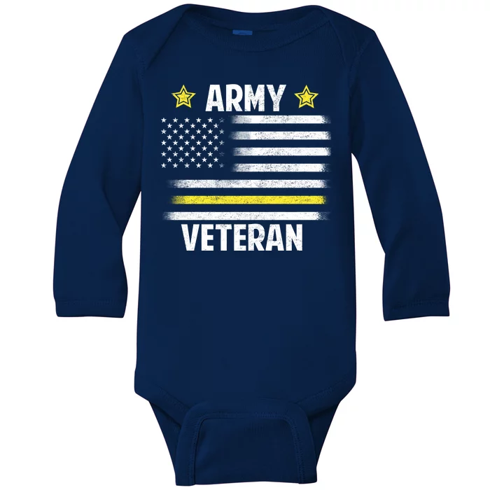 Army Veteran Flag Baby Long Sleeve Bodysuit