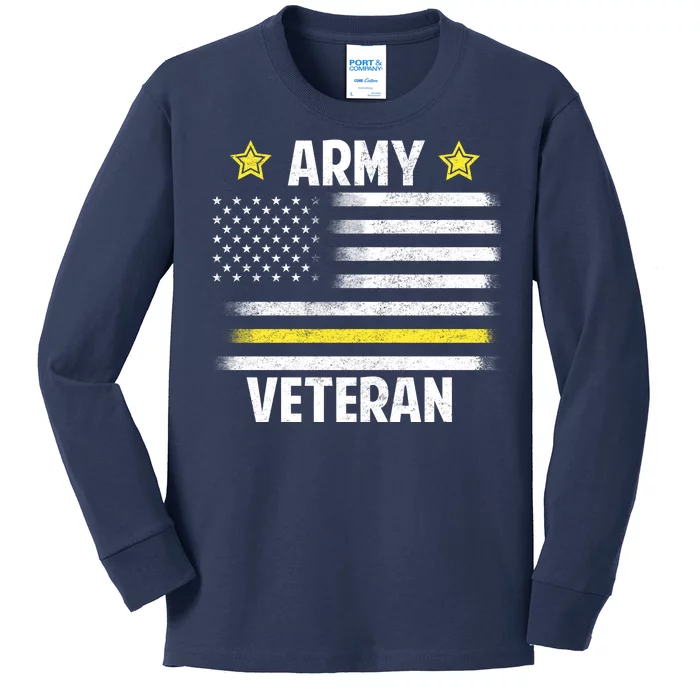 Army Veteran Flag Kids Long Sleeve Shirt