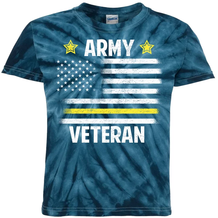 Army Veteran Flag Kids Tie-Dye T-Shirt