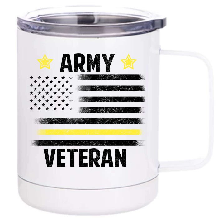 Army Veteran Flag Front & Back 12oz Stainless Steel Tumbler Cup