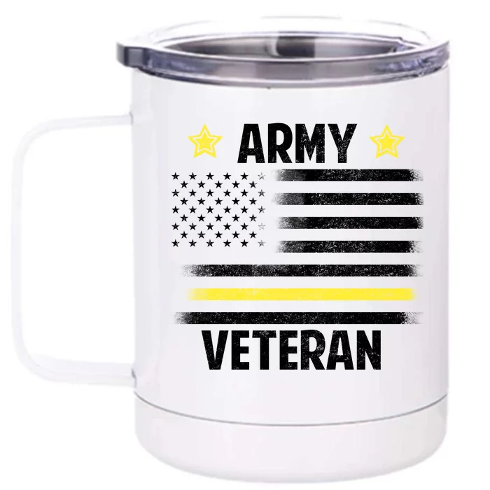 Army Veteran Flag Front & Back 12oz Stainless Steel Tumbler Cup