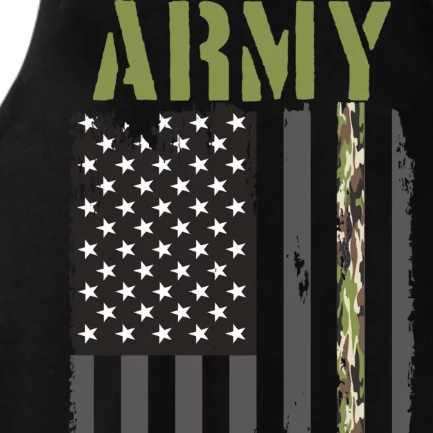 Army Veteran Thin Camo Line Flag Ladies Tri-Blend Wicking Tank