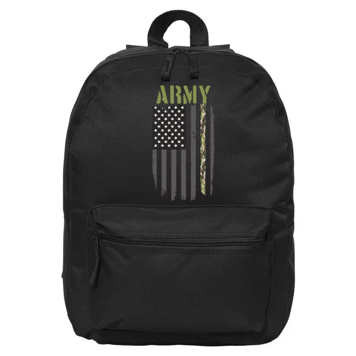 Army Veteran Thin Camo Line Flag 16 in Basic Backpack