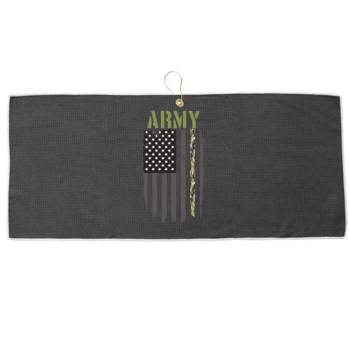 Army Veteran Thin Camo Line Flag Large Microfiber Waffle Golf Towel