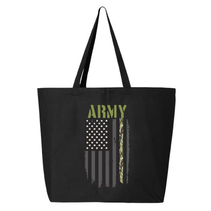 Army Veteran Thin Camo Line Flag 25L Jumbo Tote