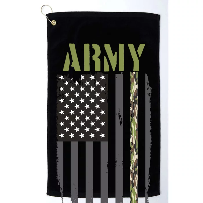 Army Veteran Thin Camo Line Flag Platinum Collection Golf Towel