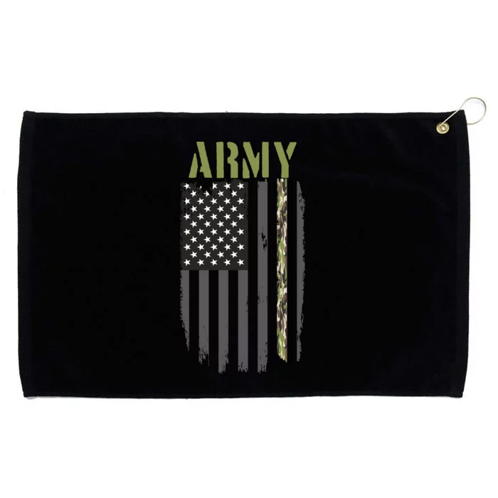 Army Veteran Thin Camo Line Flag Grommeted Golf Towel