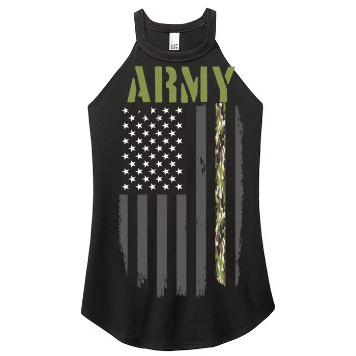 Army Veteran Thin Camo Line Flag Women’s Perfect Tri Rocker Tank