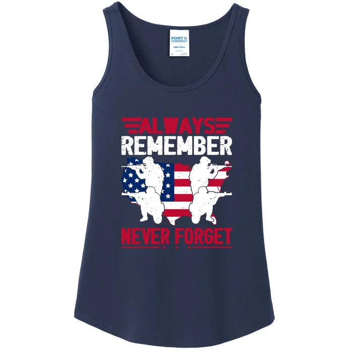 Always Remember, Never Forget Memorial Day Gift Ladies Essential Tank