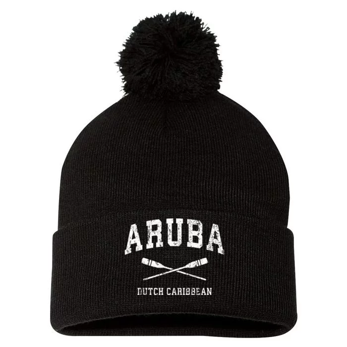 Aruba retro Nautical Paddles Sports Oars Pom Pom 12in Knit Beanie