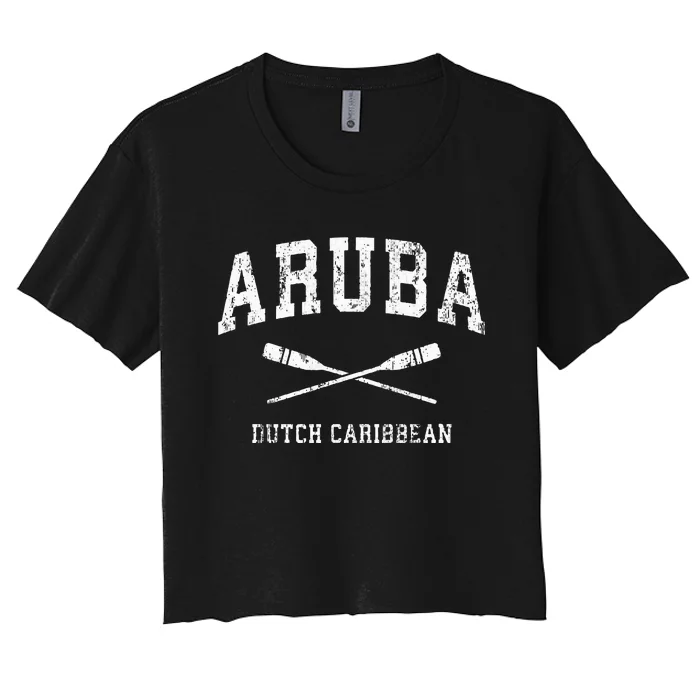 Aruba retro Nautical Paddles Sports Oars Women's Crop Top Tee