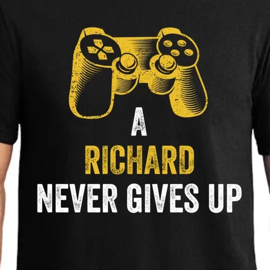 A Richard Never Gives Up Cool Gift Gaming Name Gamer Gift Pajama Set