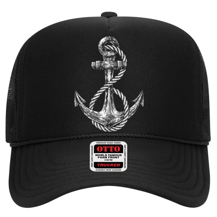 Anchor Rope Nautical Sailing Sail Sea High Crown Mesh Trucker Hat