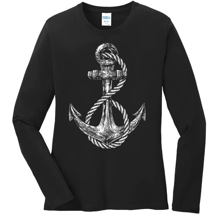 Anchor Rope Nautical Sailing Sail Sea Ladies Long Sleeve Shirt