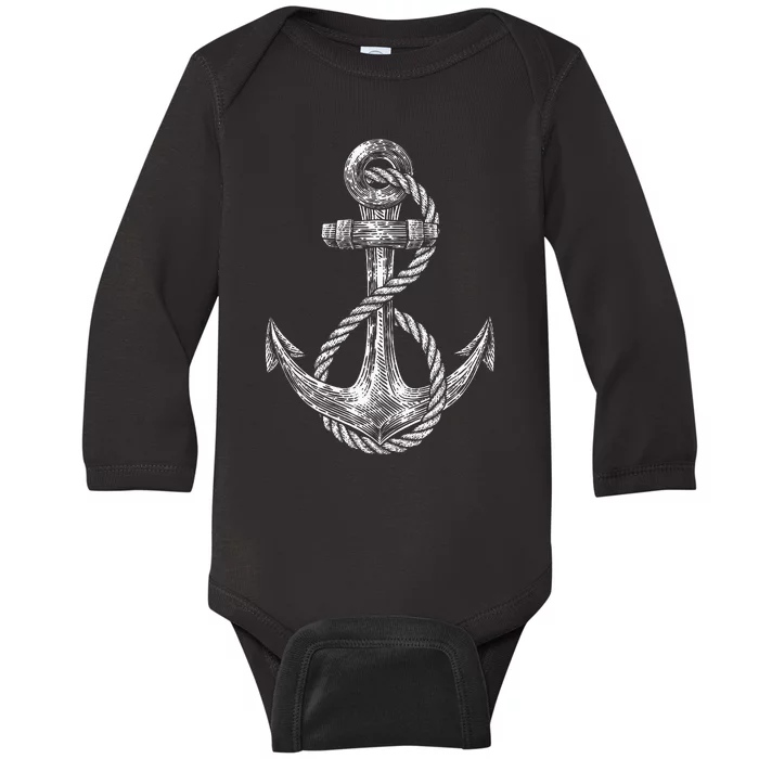 Anchor Rope Nautical Sailing Sail Sea Baby Long Sleeve Bodysuit