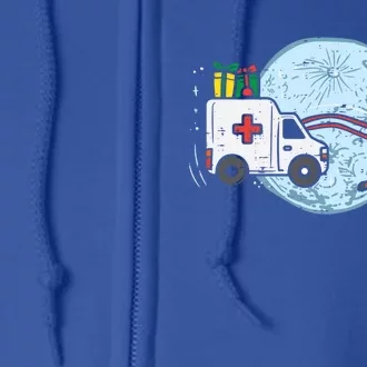 Ambulance Reindeer Nurse Christmas Pajamas Xmas Pjs Medical Meaningful Gift Full Zip Hoodie