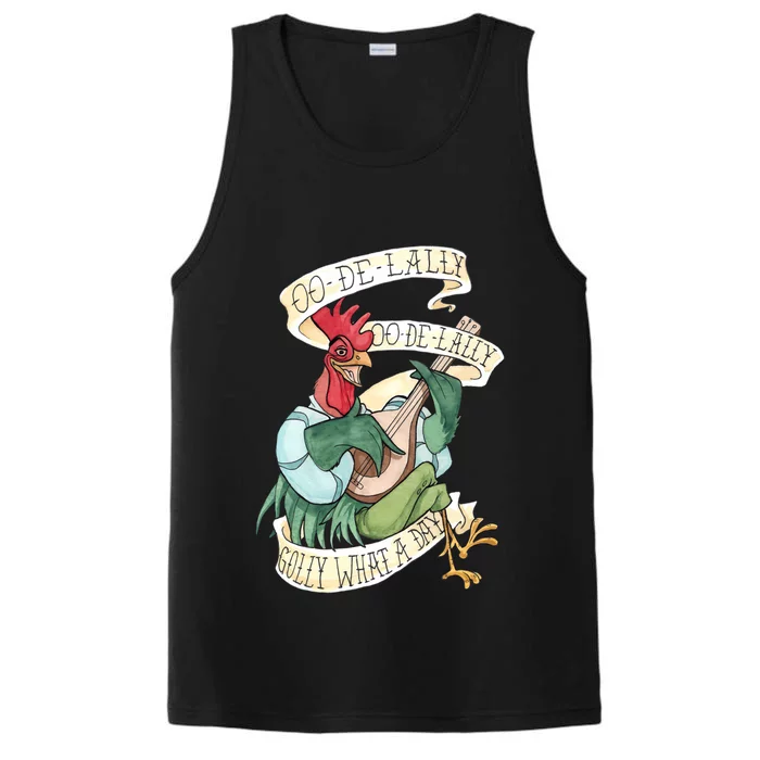 Alanadale Rooster Oodelally Golly What A Day Tattoo Watercolor Painting Rob Performance Tank