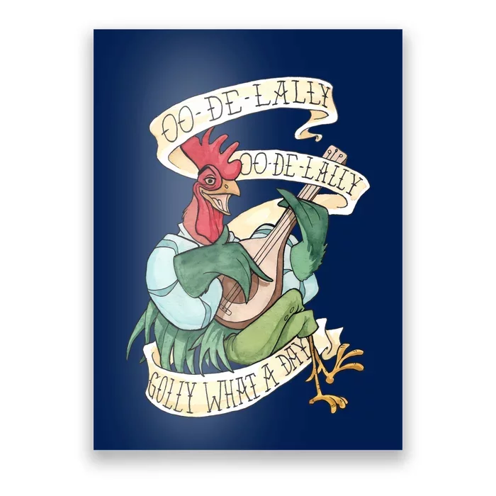 Alanadale Rooster Oodelally Golly What A Day Tattoo Watercolor Painting Rob Poster