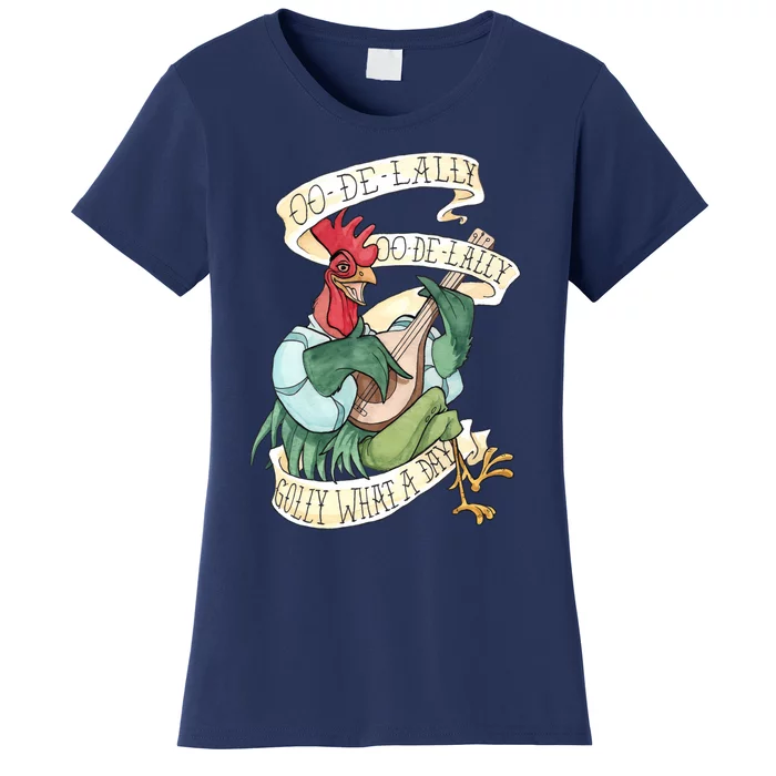 Alanadale Rooster Oodelally Golly What A Day Tattoo Watercolor Painting Rob Women's T-Shirt