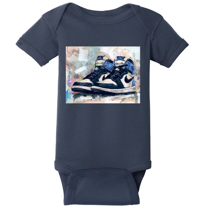 Airjordan1 Retro Obsidian Blue Art Baby Bodysuit