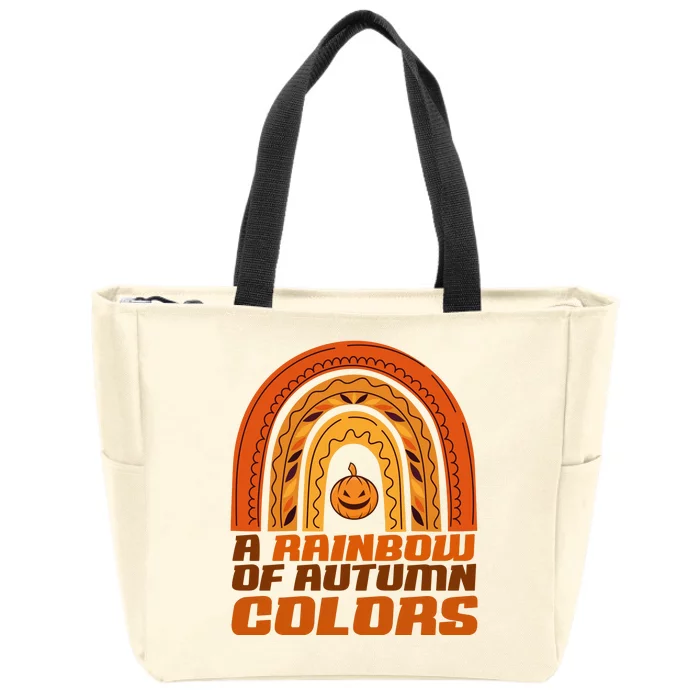 A Rainbow Of Autumn Colors Halloween Pumpkin Zip Tote Bag