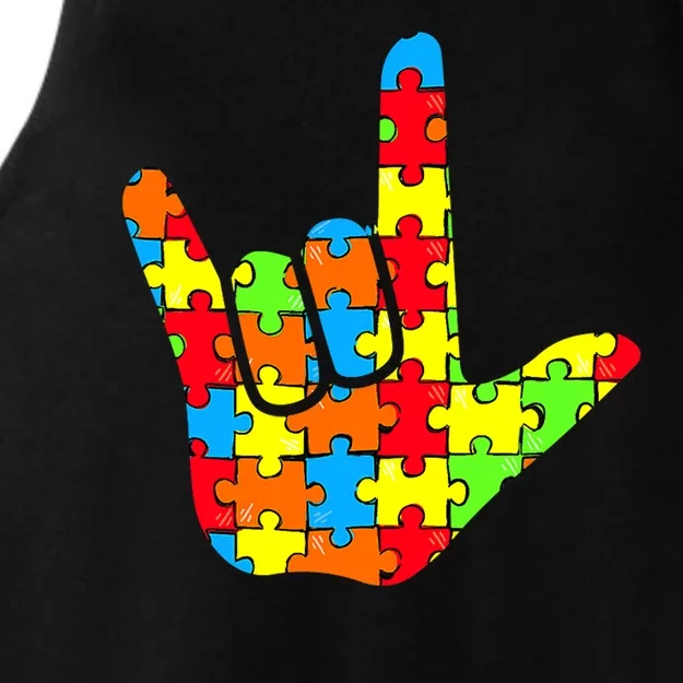 Autism Rock On Hand Ladies Tri-Blend Wicking Tank