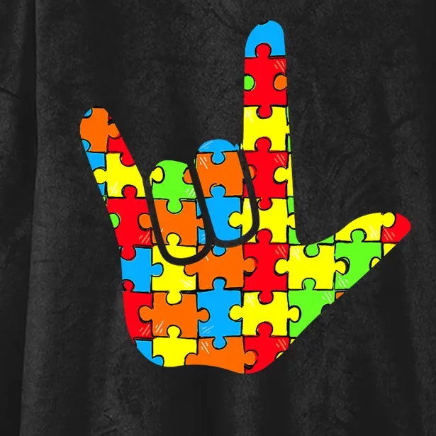 Autism Rock On Hand Hooded Wearable Blanket