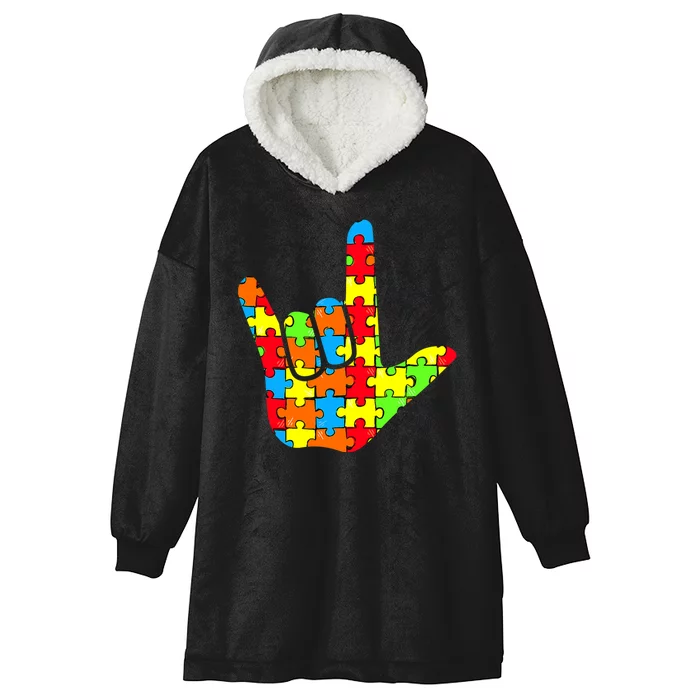 Autism Rock On Hand Hooded Wearable Blanket