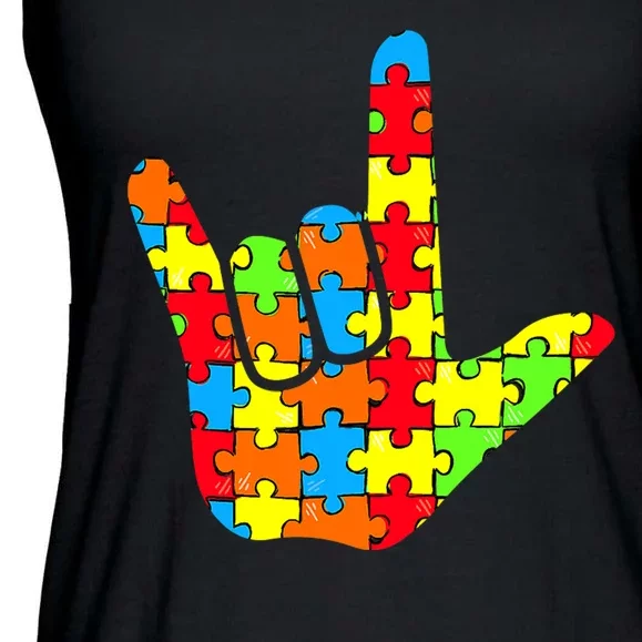 Autism Rock On Hand Ladies Essential Flowy Tank