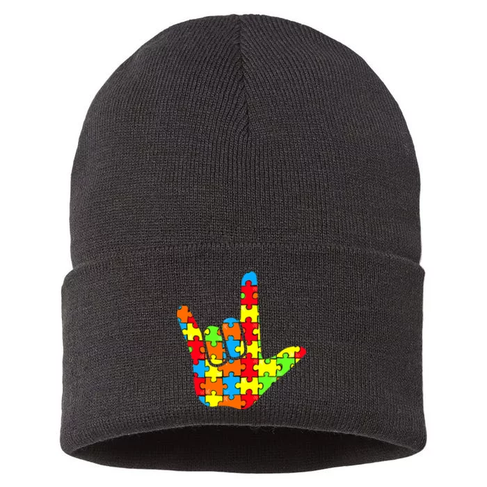 Autism Rock On Hand Sustainable Knit Beanie