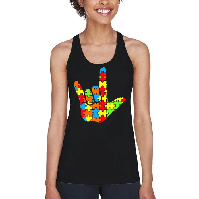 Autism Rock On Hand Women's Racerback Tank