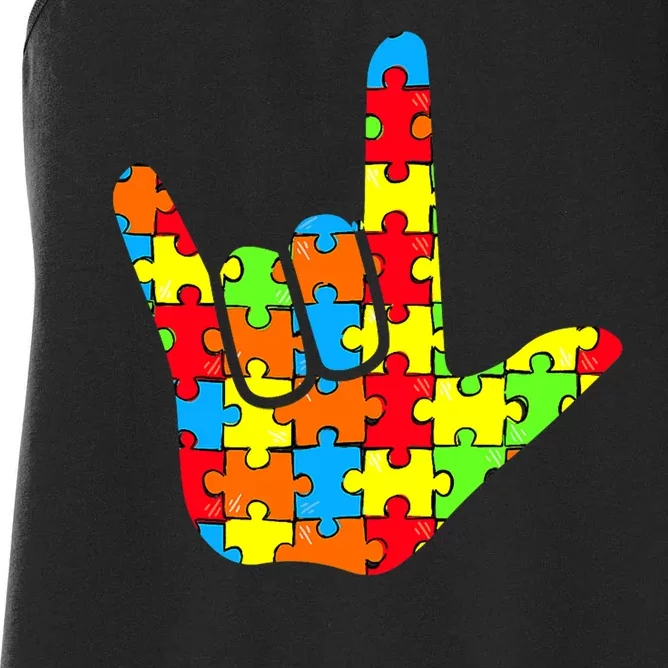 Autism Rock On Hand Women's Racerback Tank