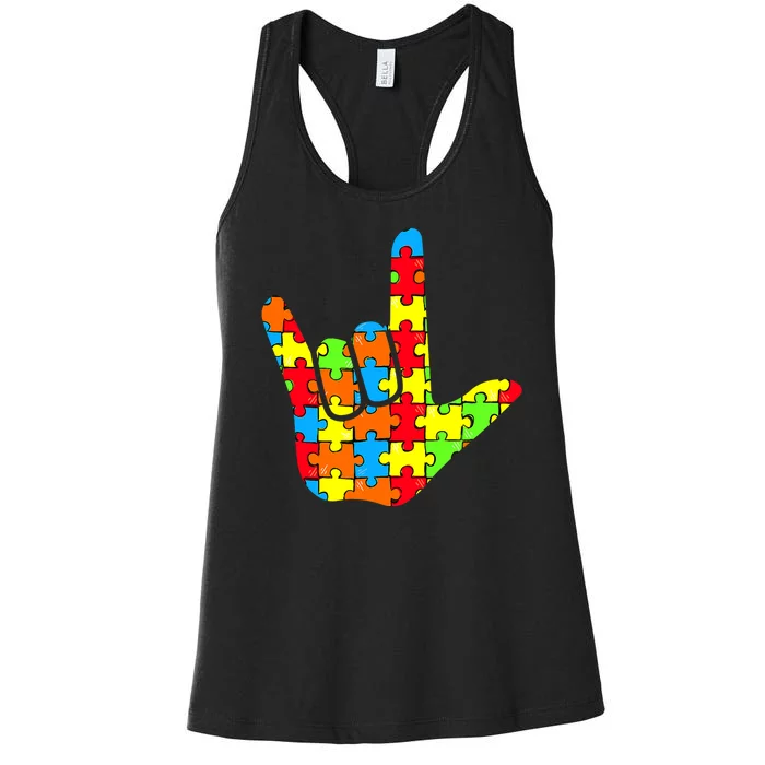 Autism Rock On Hand Women's Racerback Tank