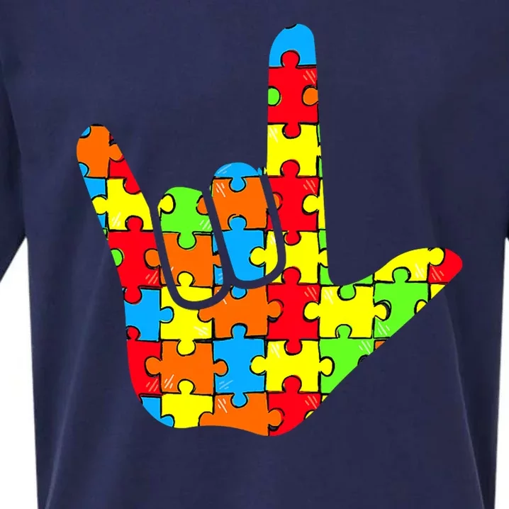 Autism Rock On Hand Sueded Cloud Jersey T-Shirt