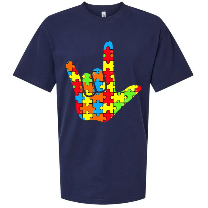 Autism Rock On Hand Sueded Cloud Jersey T-Shirt