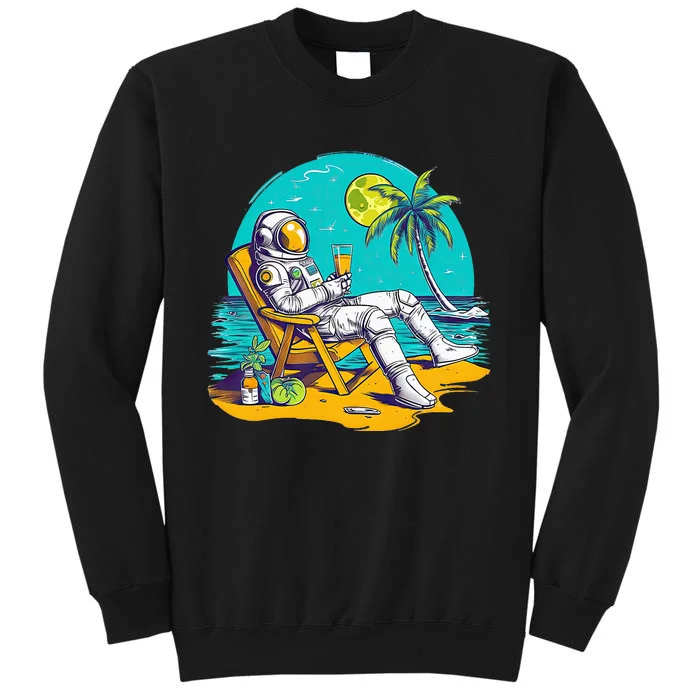 Astronaut Relaxing On a Tropical Beach Tall Sweatshirt