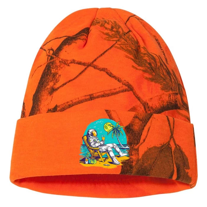 Astronaut Relaxing On a Tropical Beach Kati - 12in Camo Beanie