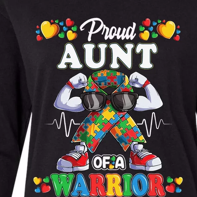 Autistic Ribbon Puzzle Aunt of Autism Awareness Warrior Womens Cotton Relaxed Long Sleeve T-Shirt