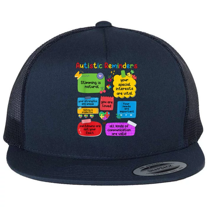 Autistic Reminders Puzzle Autism Awareness Special Education Flat Bill Trucker Hat