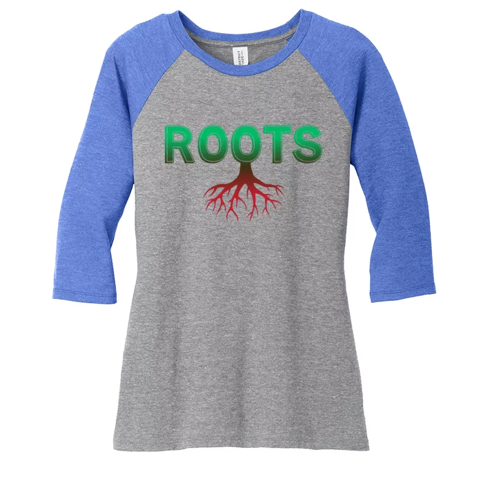 African Roots Powerful Tree Cool Black History Month Gift Meaningful Gift Women's Tri-Blend 3/4-Sleeve Raglan Shirt